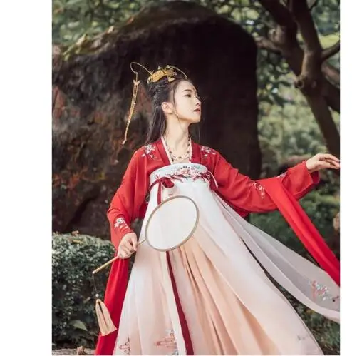 Женский костюм hanfu, костюмы древней китайской феи, качественная шифоновая одежда, китайский национальный народный танцевальный костюм