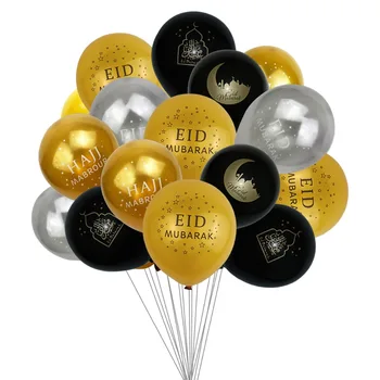 

FENGRISE EID MUBARAK Decor Ramadan Decoration Muslim Hijab Islamic Decor Muslim Pendant Gold Black Balloon Party Supplies