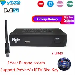 1 год Европа cccam 7 Клайн Full HD 1080p S2 Плутон S9 цифровой спутниковый приемник сигнала DVB S2 V7S + WI-FI USB обновление PK V8 нове