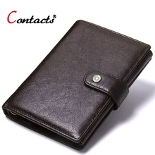 Contact's Genuine Leather Wallet Men Coin Purse Male Clutch Credit Card Holder Passport Cover Organizer Wallet Travel Money Bag game tom clancy s the division color printing men long wallet pu leather money coin purse male pocket card holder passport case