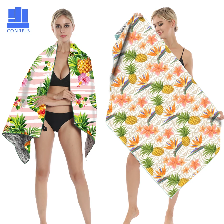 

GNORRIS Printed pineapple Microfiber Geometric towels Quick drying Travel Sports towel Blanket Bath swim Camping beach towel