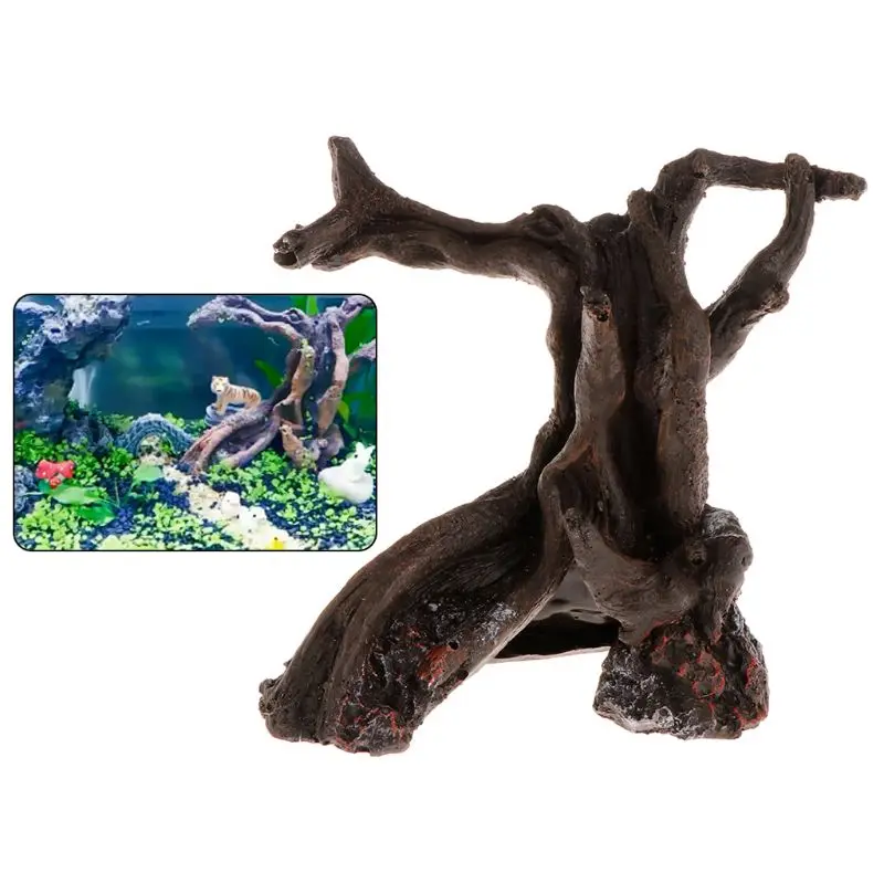 Аквариум деревянный искусственный каучук украшение аквариума украшения растение пейзаж дерево рептилия чехол пень корень Декор Фон