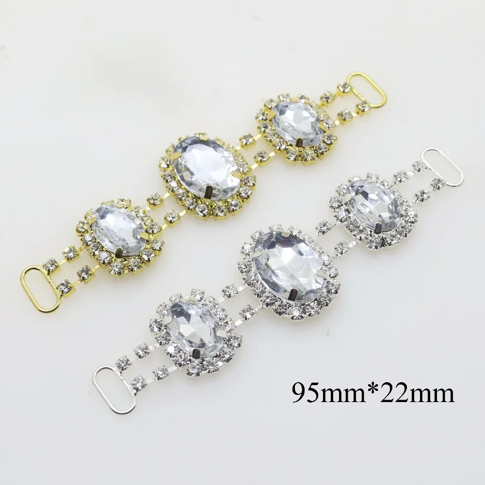 

High Quality 2 pcs/lot 95mm*22mm Clear Acrylic Rhinestone Swimsuit chain Bikini connector Fit For Swimming Wear Bridal Dress