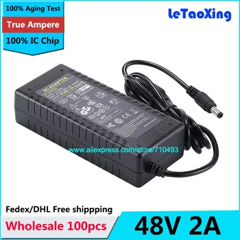 

100pcs With IC Chip AC 100-240V To DC 48V 2A Power Adapter Supply 96W Switching For LED Light LCD Monitor CCTV Free shipping