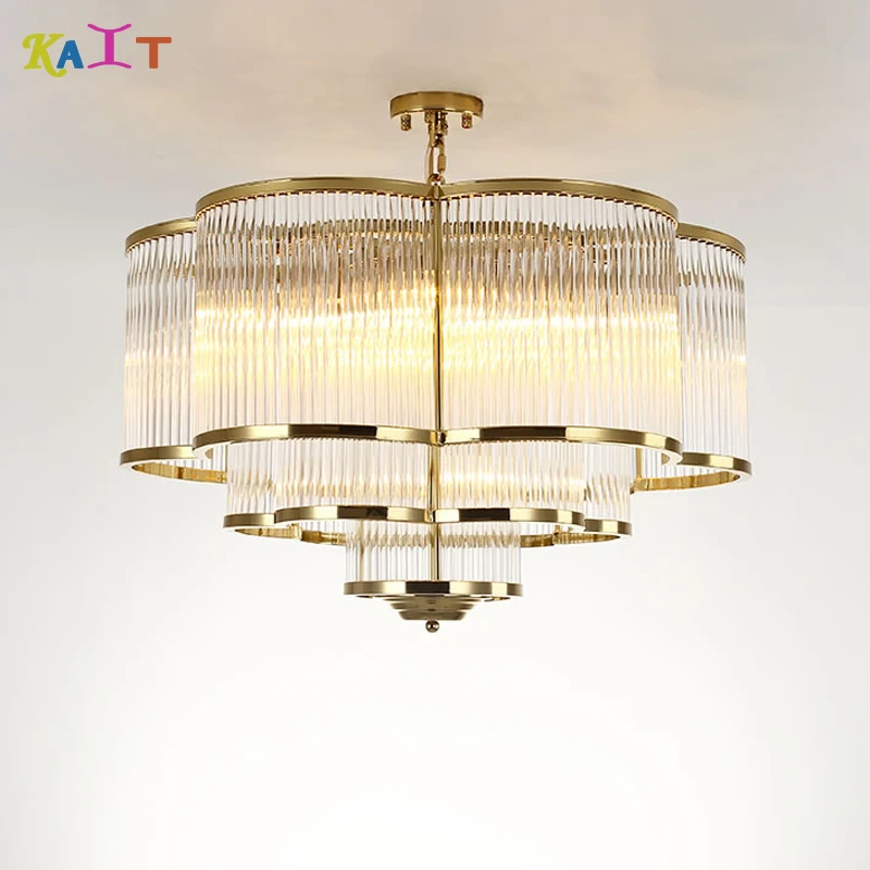 

Modern Crystal Lamp Chandelier For Living Room Luxury Gold Round