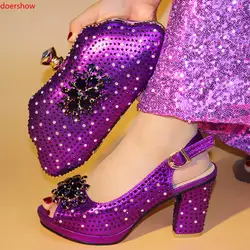 Doershow Новое поступление; женская обувь и сумка в комплекте декорированный purp в нигерийском стиле туфли и сумка комплект итальянские туфли и