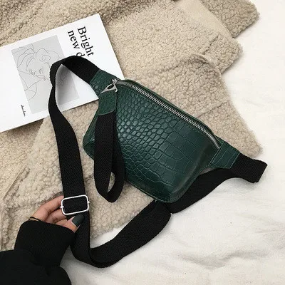 Женская сумка на пояс, Модная вязаная крючком поясная сумка для женщин из искусственной кожи, маленькая сумка-мессенджер, новинка, поясная мини-сумочка - Цвет: Зеленый