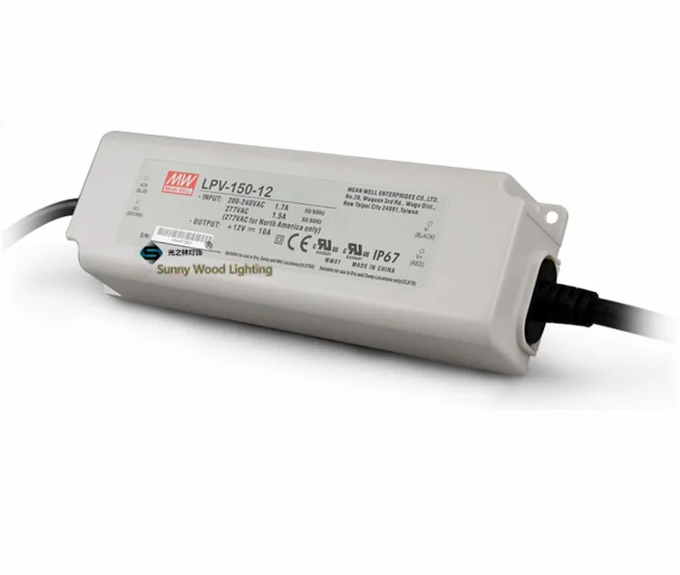 100-240Vac к 12VDC, 120 Вт, 12V10A IP67 блок питания ul, открытый светодио дный свет, светодио дный вывески водонепроницаемый водитель, LPV-150-12