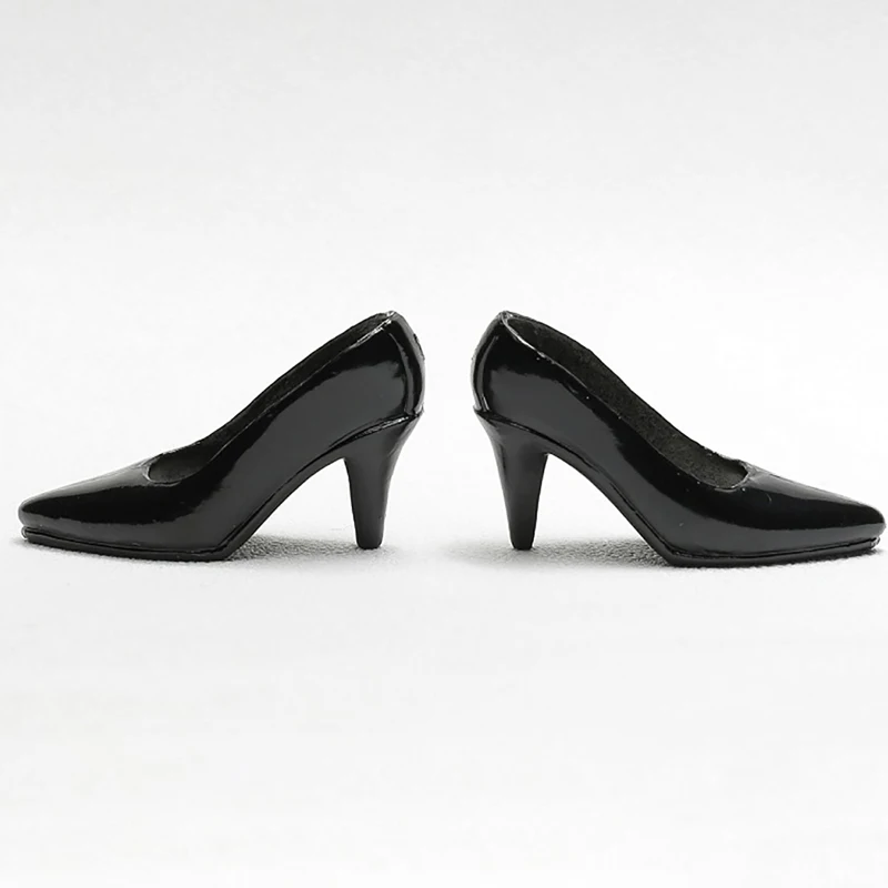 1//6 Female Leather Black High Heels Boots Women/'s Shoes 12/" Phicen Body Figure