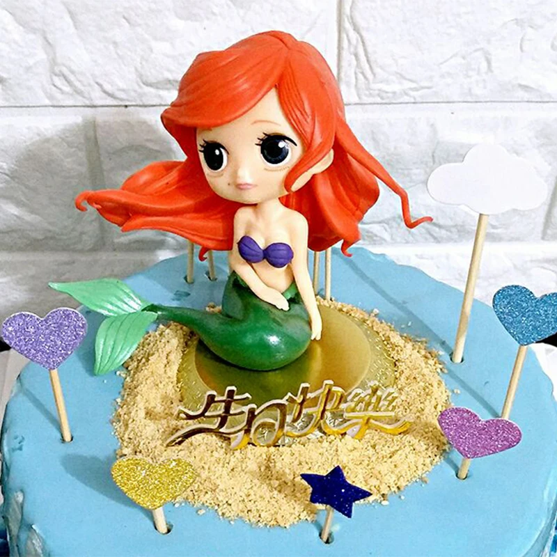Русалка, Принцесса Форма Кукла из ПВХ для торта Топпер, 1 шт., дети девочки подарок на день рождения игрушки для принцесс DIY украшения торта
