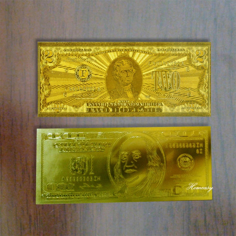 20 шт./лот доллар США GoldBanknote в 24 K Золотая фольга поддельные деньги красочные мировые деньги для сувениров, домашний декор