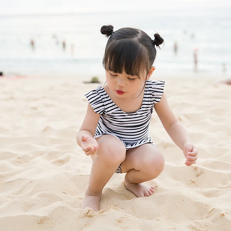 Summer Striped Girls Swimsuit Children Sets For Baby 75-125cm