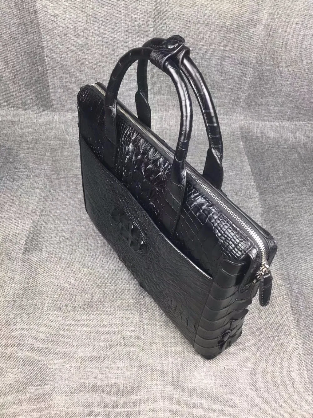 Классическая дизайнерская натуральная крокодиловая кожа портфель для бизнесменов из кожи аллигатора Мужская черная сумка большая сумка
