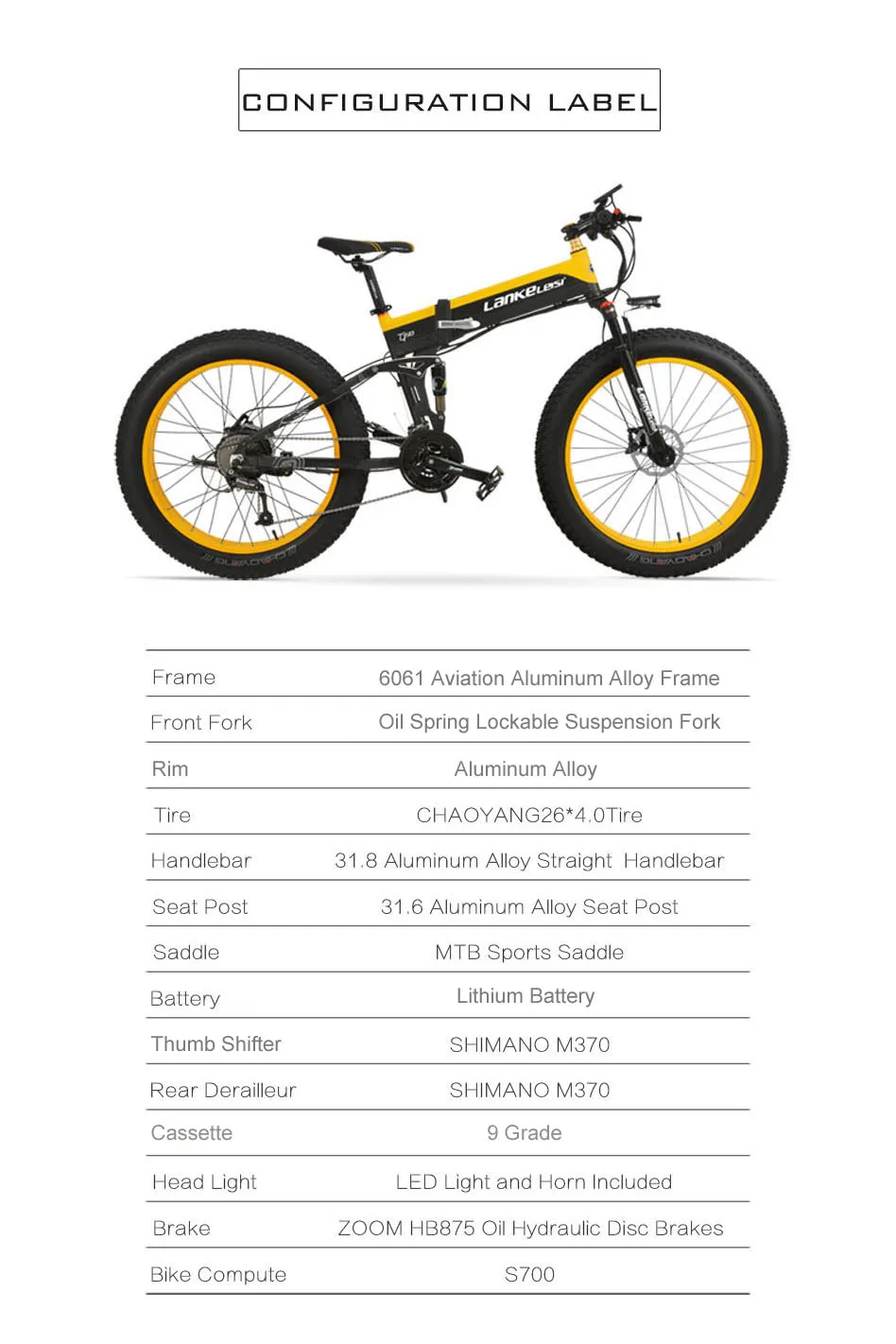 Excellent T750Plus 5-Level Pedal Assist Sensor Electric Snow Bike,Upgraded to Downhill Fork,Powerful Motor,High Performance Li-ion Battery 13 Excellent T750Plus 5-Level Pedal Assist Sensor Electric Snow Bike,Upgraded to Downhill Fork,Powerful Motor,High Performance Li-ion Battery 13