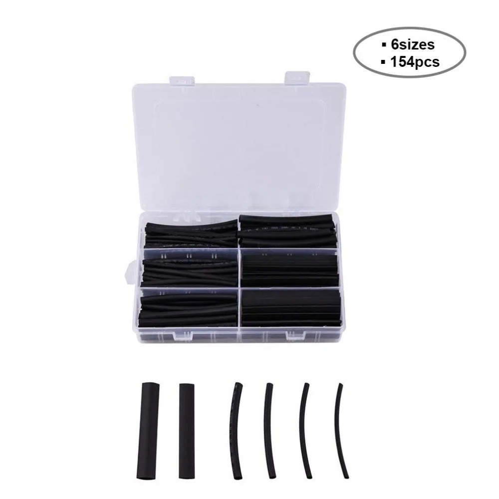 

Heat Shrink Tubing 2:1, 154pcs Electrical Wire Cable Insulation Protection Flame Retardant Sleeving Wrap kit with Storage Case