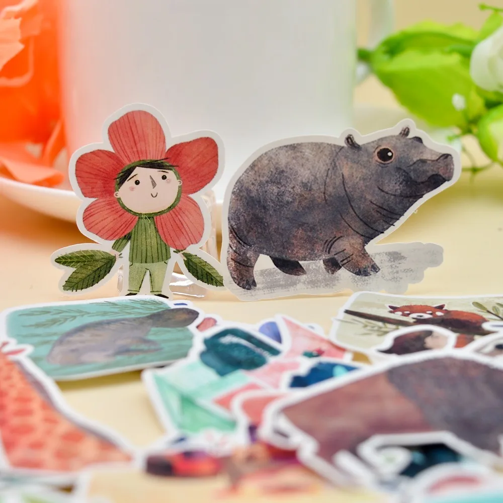 

31pcs Water Color Kawai Animal Zoo Sticker Koala Panda Stickers Crafts Scrapbooking Decorative planner Sticker Stationery