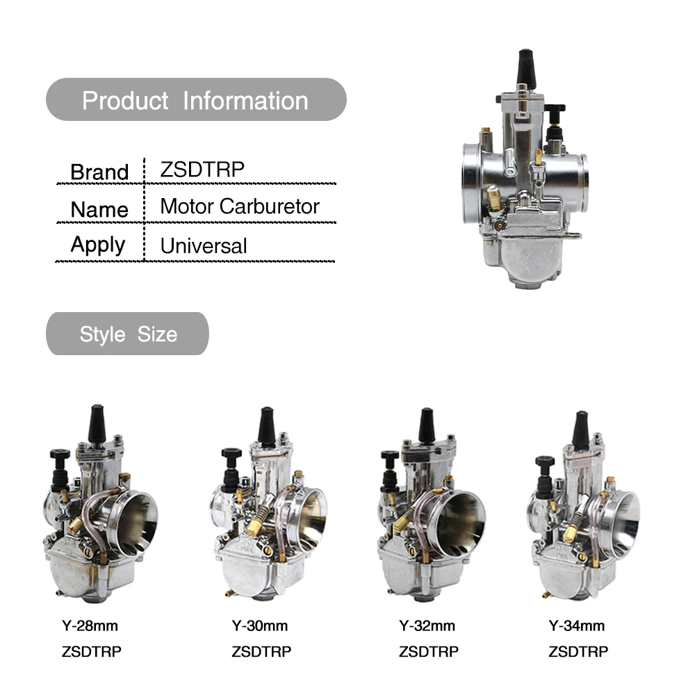 Alconstar-21 24 26 28 30 32 34 мм серый серебристый мотоцикл PWK Карбюратор с power Jet Carb для 2 T/4 T двигатель для Kawasaki KTM EXC