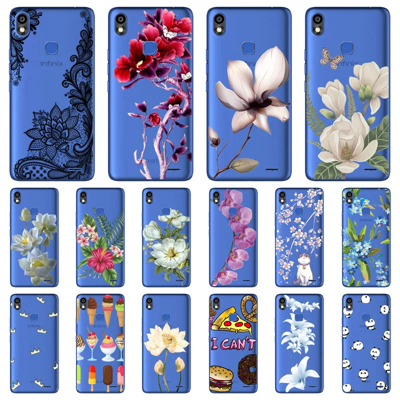 Infinix Smart 2 HD X609 Case Silicon Black Painting flower Soft TPU Back Cover for protect Phone cases shell |