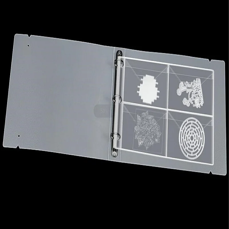 

3 to 5 sheets Cutting Dies and stamps Storage folder 4 grid Transparent Stamps Collections Case for silicone stamps and dies