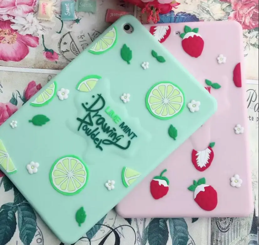 AIPUWEI Cute strawberry flower 3D Cover For IPAD Mini 1 2 3 4 Soft