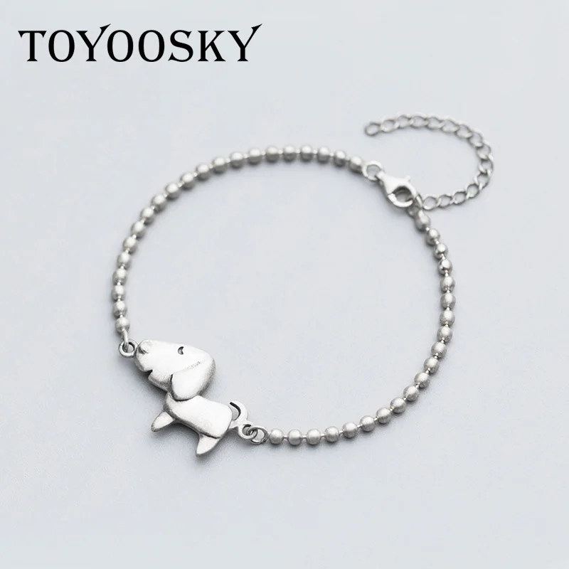 TOYOOSKY 925 пробы серебряный браслет с фигуркой собаки женский модный стиль простой браслет с животными милые ювелирные изделия оптом
