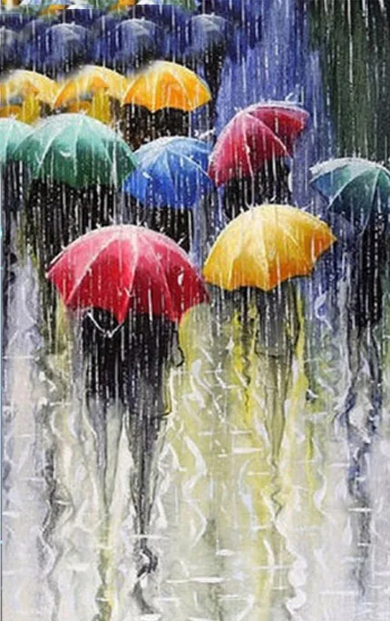

DIY Diamond Painting Cross Stitch 3d Diamond Mosaic Embroidery Kits Picture of Stones Rain Colors Umbrellas Print Home Decor P20