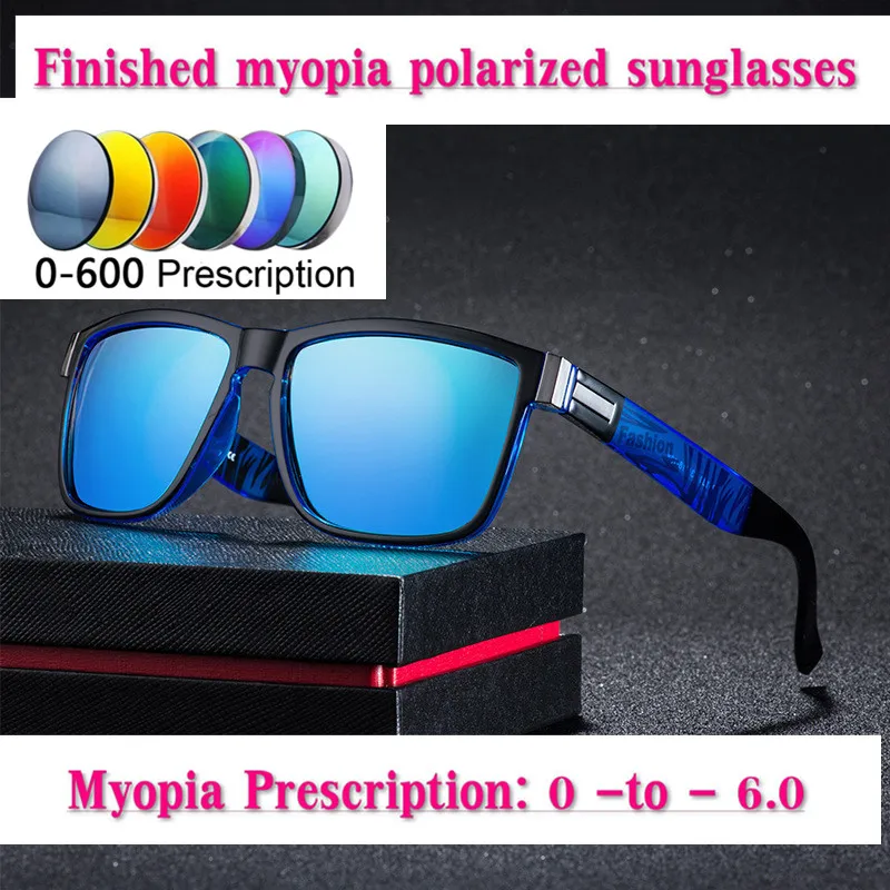 2019 Diopter Finished Myopia Polarized Sunglasses Men Women Nearsighted