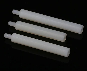 

100pcs M4*18+6 mm Hexagon nylon column Single head isolation column support interval column Nylon plastic sticks