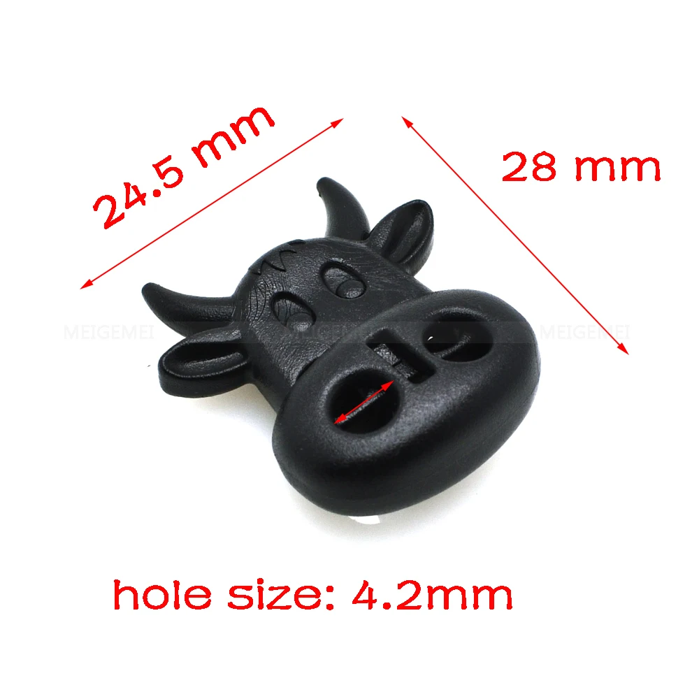 

10pcs/pack Plastic Cord Lock Stopper Ox Cow Head Style Toggle Clip For Paracord/Necklace Hole Size 4.7mm Black #C0011-B1