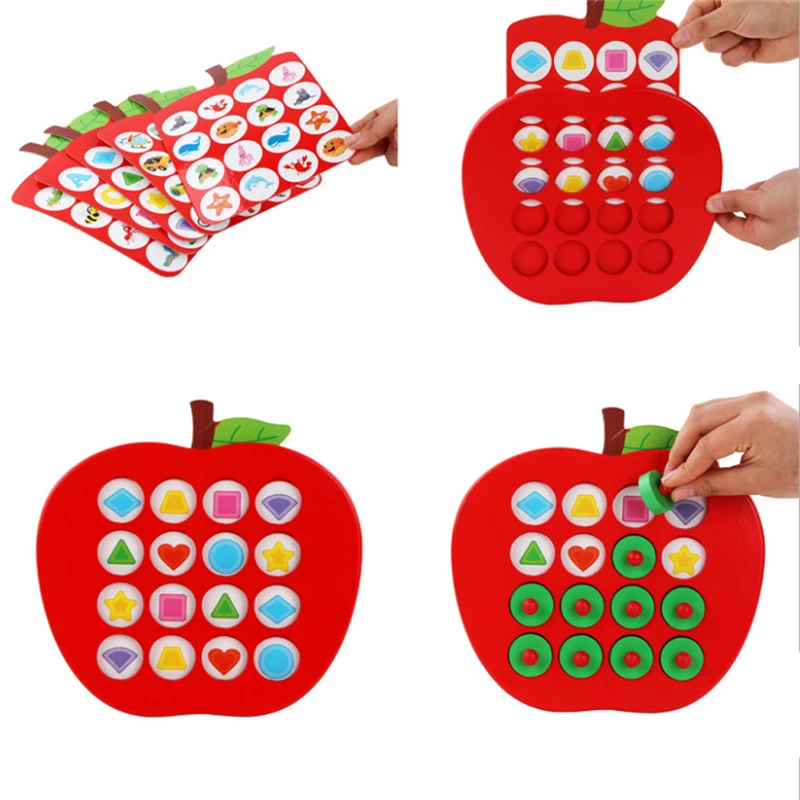 

Early Education 3D Puzzle Toys Kids Wooden Apple Memory Matching Chess Game Family Casual Games Puzzle Ideal children's Day Gift