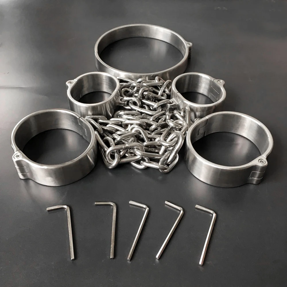 Black emperor brand handcuffs, feet handcuffs, collar, stainless steel handcuffs, Screw open