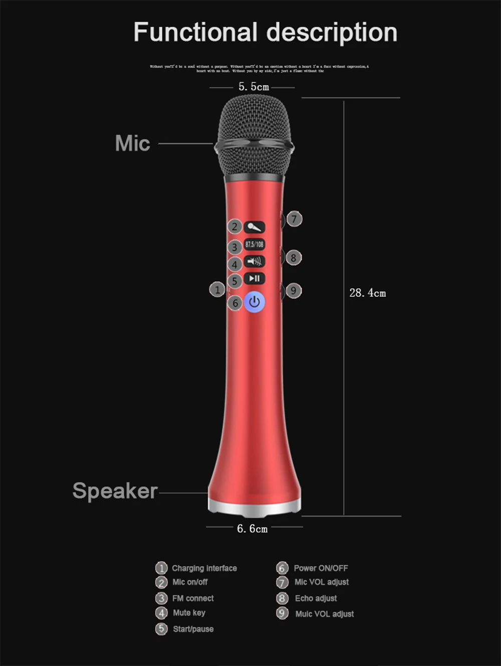 Lewinner L-698 Профессиональный 15 Вт Портативный USB беспроводной Bluetooth караоке микрофон динамик с динамическим микрофоном