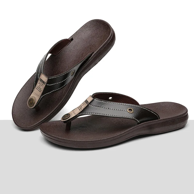 

2018 Men Beach Slippers Flip Flops PVC Casual Shoes Summer Anti Slip Slippers BS88
