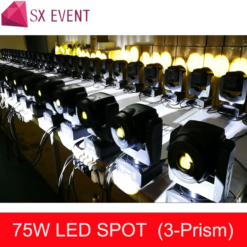 Лидер продаж мини перемещение головы 75 Вт LED Moving Head светодио дный лица Prism пятно сценическое освещение DMX канала DJ освещение