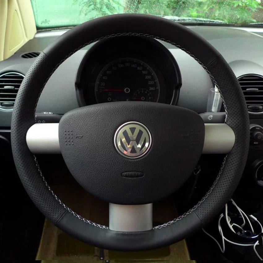 

Steering Wheel Covers Case for Volkswagen Beetle Specially Made Genuine Leather Car Steering Cover Black