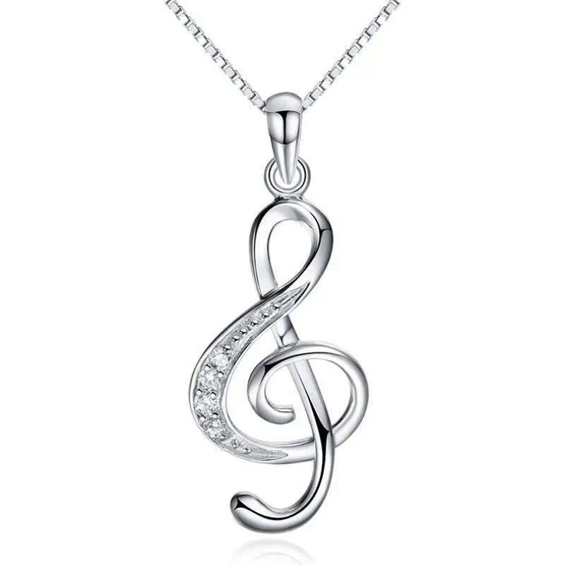 

Stylish music symbol inlaid zircon necklace