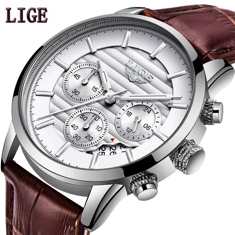 LIGE новые часы для мужчин спортивные водонепроницаемые аналоговые кварцевые мужские часы с хронографом деловые часы для мужчин Relogio Masculino