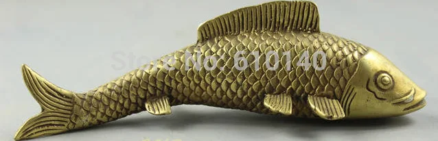 

Collectible Decorated Old Handwork Copper Carved Fish statue