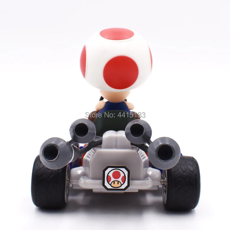 13 cm Anime Super Mario Bros Kart Pull Back Car Toad PVC Action Figure Doll Collectible Model Toy Christmas Gift For Children