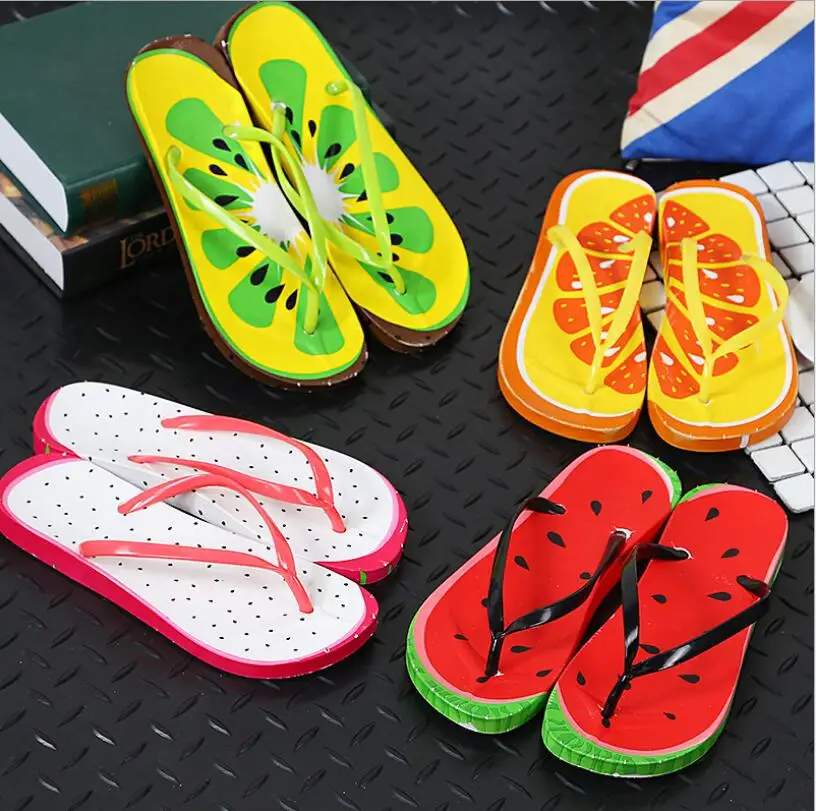 

Female Summer Fruit Sandals Party Sandals Beach Slippers Watermelon / Orange / Pitaya /lemon