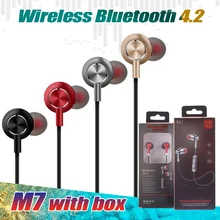 

100PCS/Lot 2018 Magnet M7 Wireless Bluetooth Earphones V4.2 Neckband Earbuds With Mic Stereo Sound for Sport Running Free DHL
