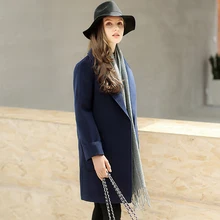 Coats Real Full Solid Turn-down Collar Bamboo Fiber Single Breasted No Regular 2017 New Casual Long Coat Are All-match Wool