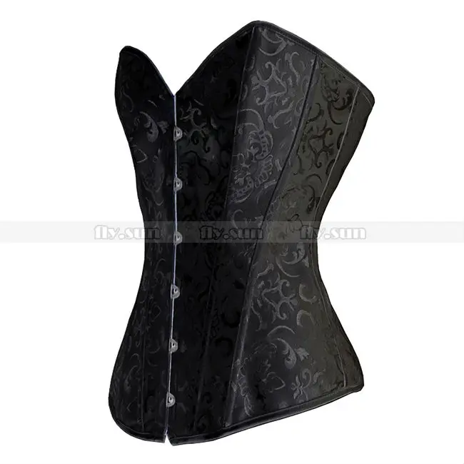 

Full Steel Boned Black Floral Corset Classic Bridal Underwear Lace up Bustier XS S M L XL 2XL