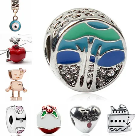 

Hot Selling Party Making Jewelry Enamel Crystal Robot Star Evil Eye Beads Charms Fit Pandora Bracelets Necklaces Women DIY Colar