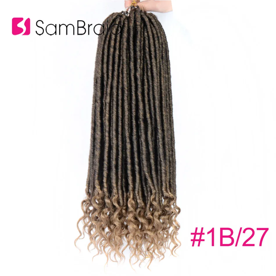 SAMBRAID Goddess Faux locs вьющиеся плетеные пряди синтетические накладные волосы плетение волос мягкие искусственные замки 24 корня/18 дюймов упаковка - Цвет: T1B/27