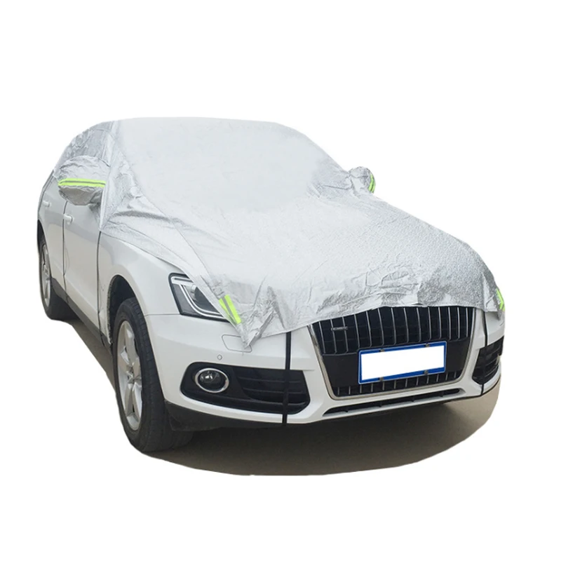 

1pc Universal Waterproof Half Car Cover PVEA Film With Cotton Sun Uv Rain Protection For Automobiles Indoor Outdoor Car-cover