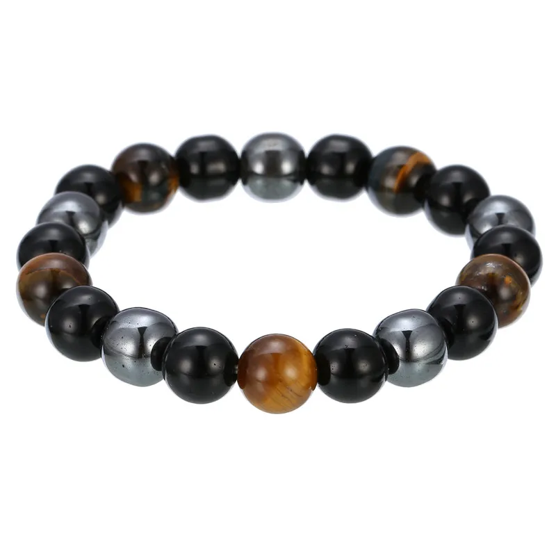 

Natural 10MM Black Obsidian Tiger Eye Hematite Stone Beads Bracelets Magnetic Health Protection Men Women Jewelry Pulsera Hombre