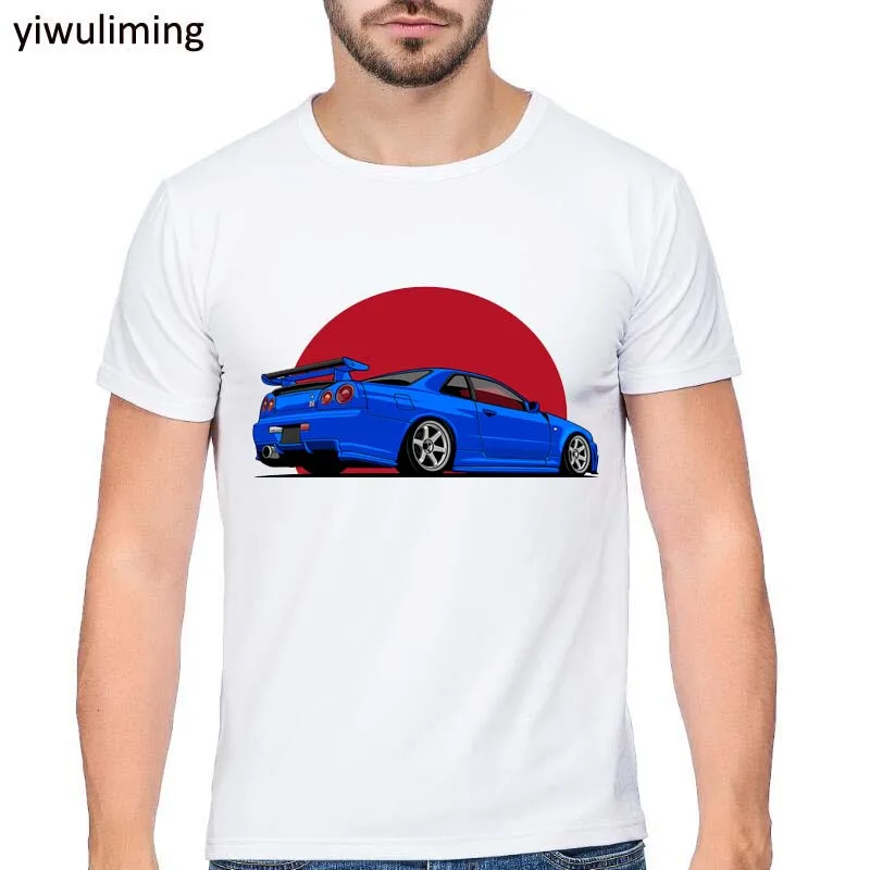 Дизайнерская футболка Funky Nissan Skyline Drift King R34 Hakosuka Мужская с круглым воротником и