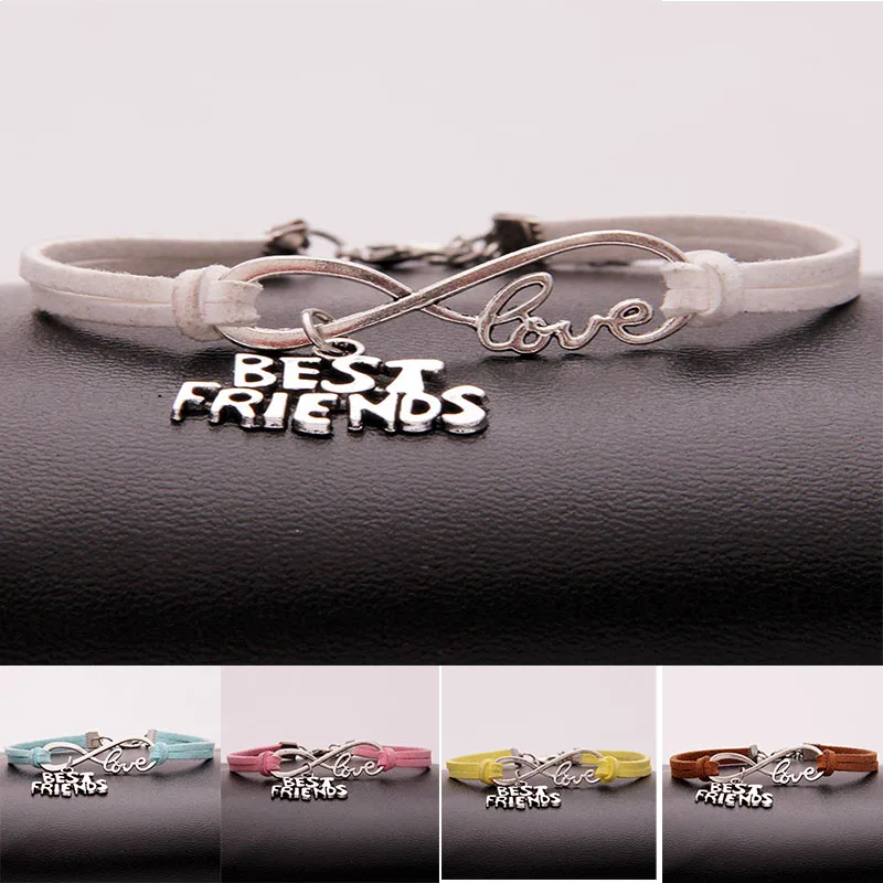 Drop Shipping 18Colors Infinity Love Bestfriends Charm Braided Bracelet