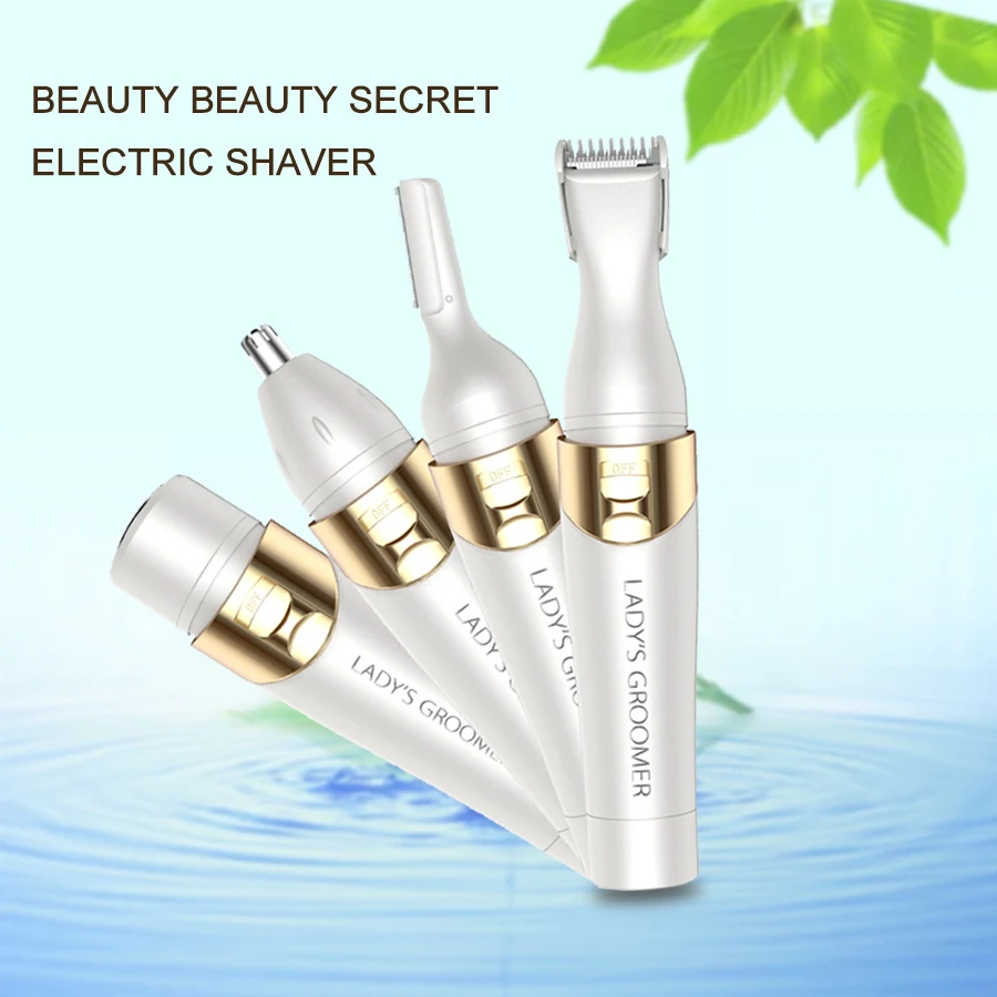 

4 in 1 Multi-function hair removal device Lady shaver +eyebraw trimmer +nose trimmer +body facial Epilator makeup beauty